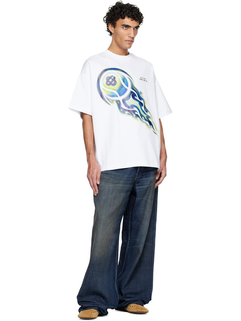 CASABLANCA White Flaming Tennis Ball Oversized Short Sleeve T‑shirt outlook