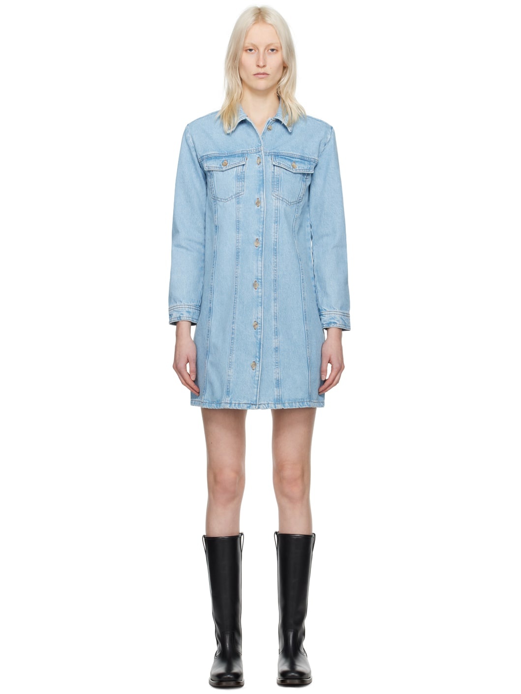 Blue Alpine Denim Minidress - 1