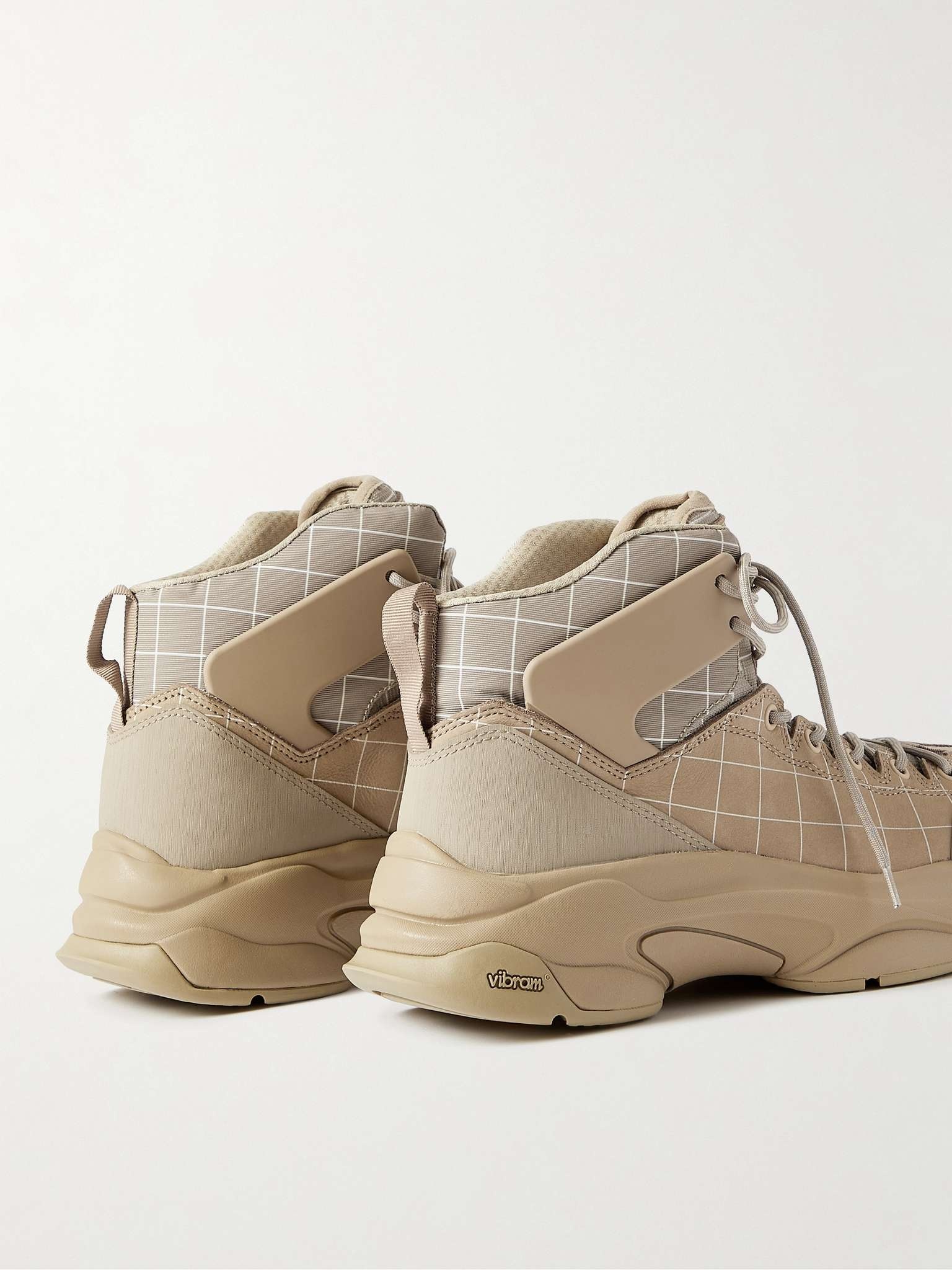 Checked Nubuck and Canvas Hiking Boots - 5