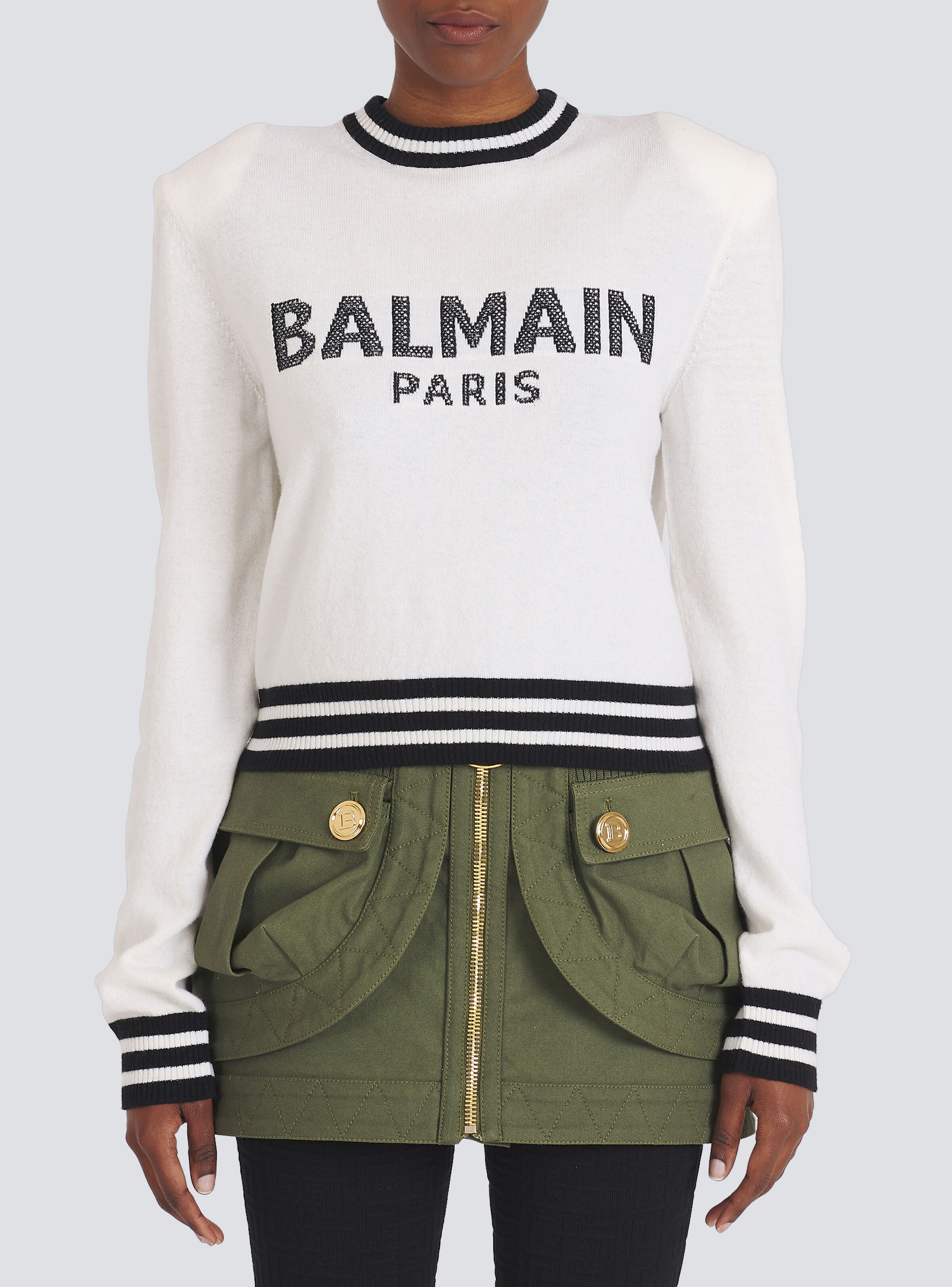 Cropped wool sweatshirt with Balmain logo - 6