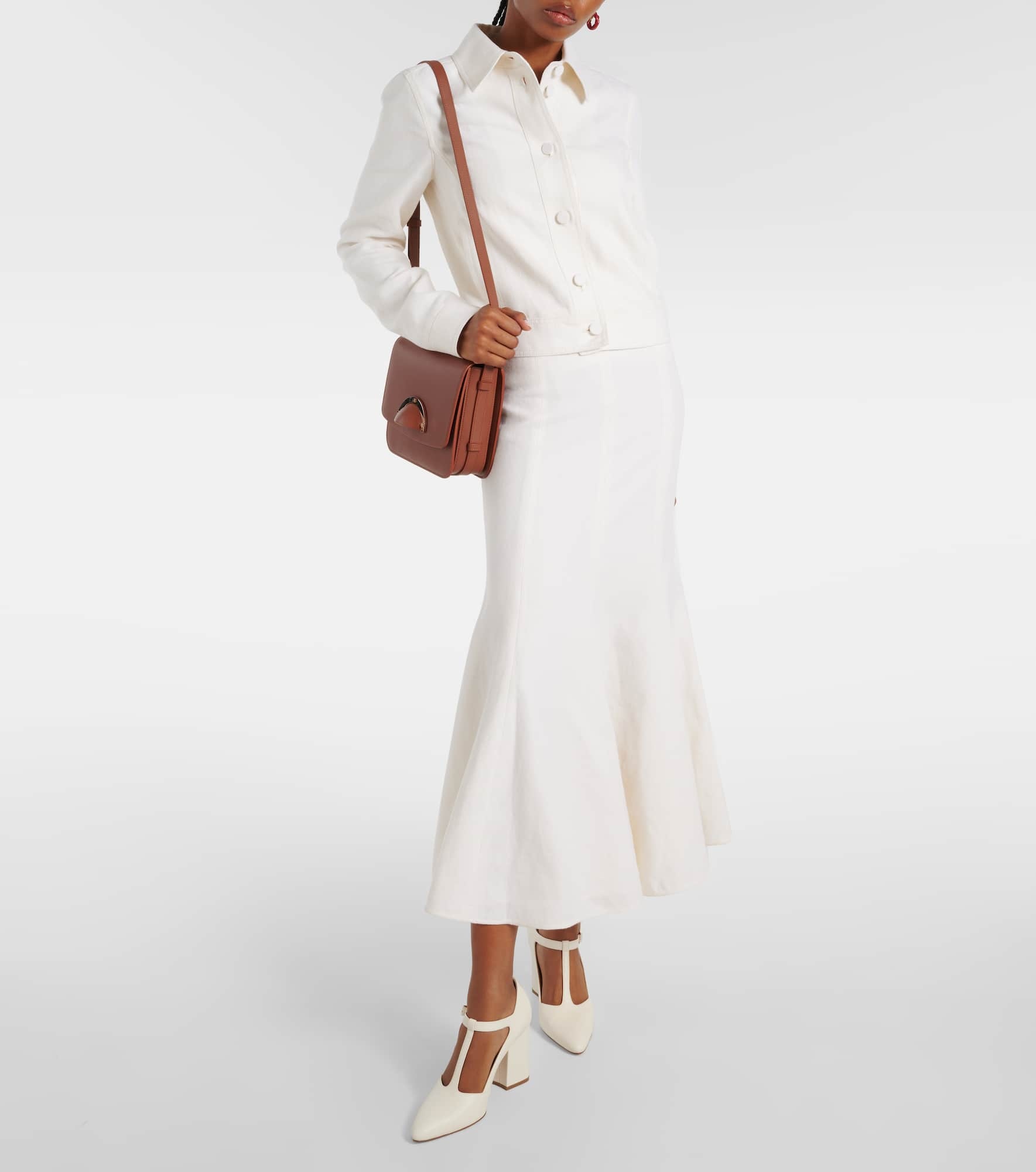 Amy linen, wool and silk midi skirt - 2