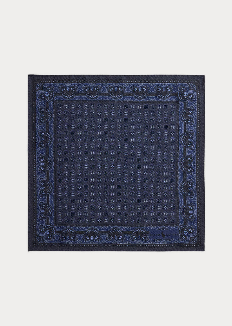 Wool-Silk Foulard Pocket Square 1