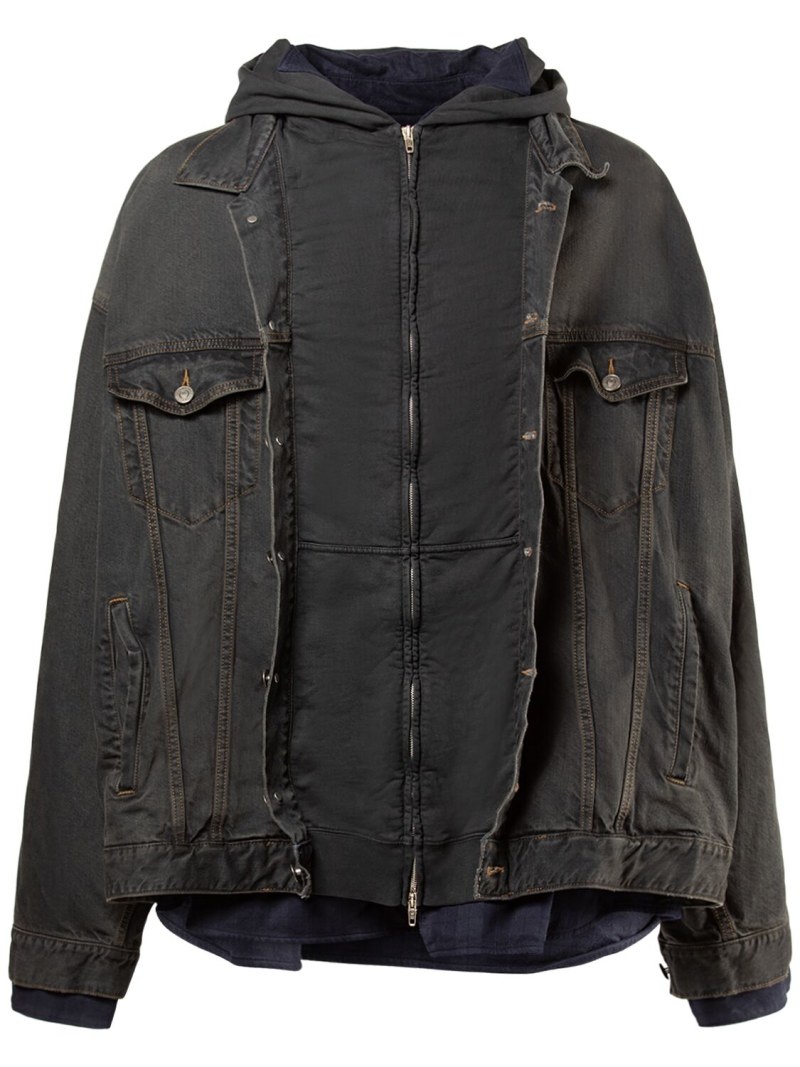Layered silk & cotton denim jacket - 4