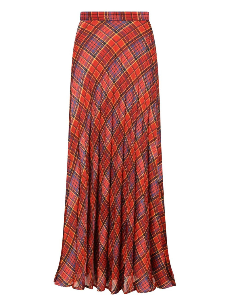 SAINT LAURENT pleated plaid-pattern skirt outlook