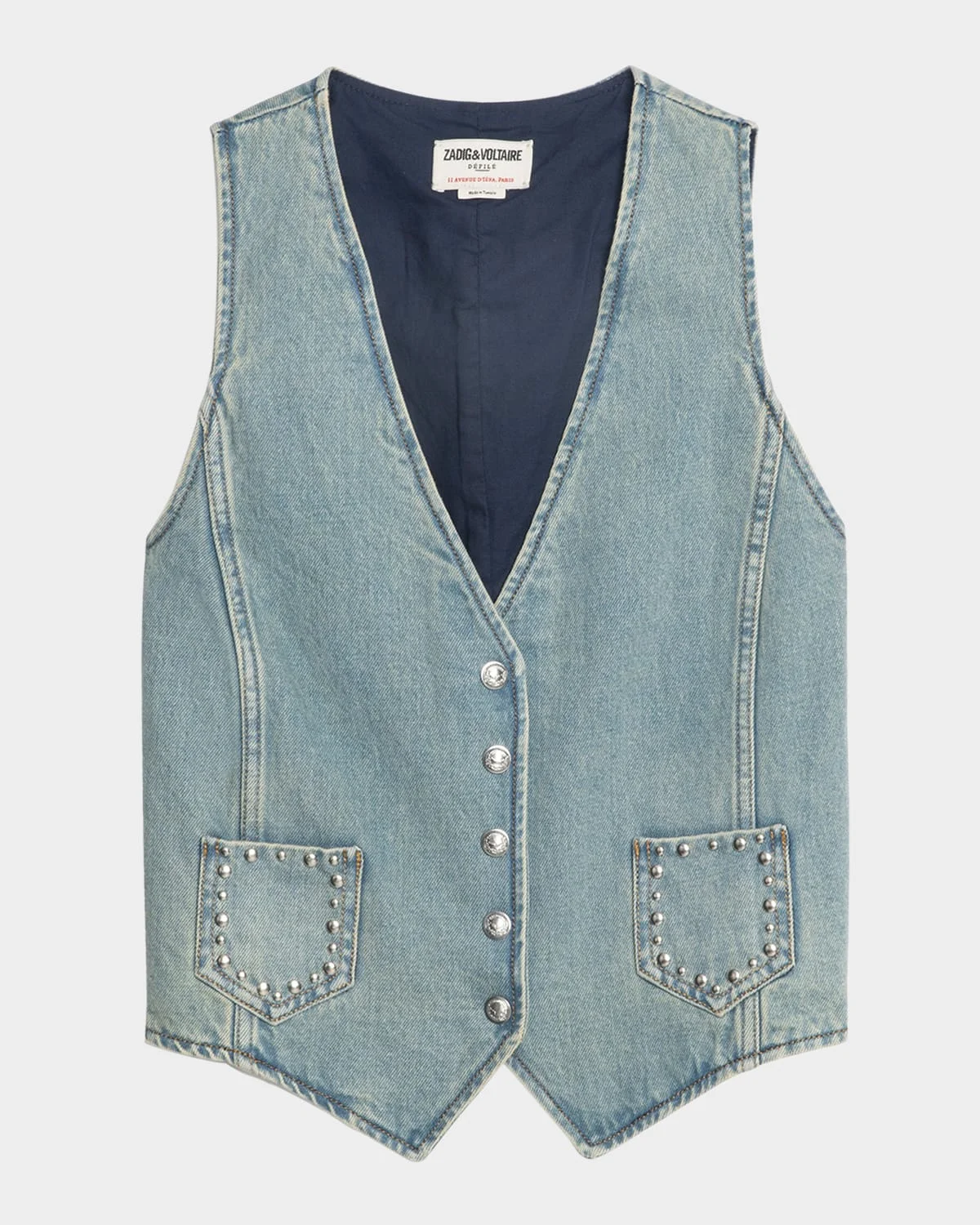 Gillier Studded Denim Vest - 1