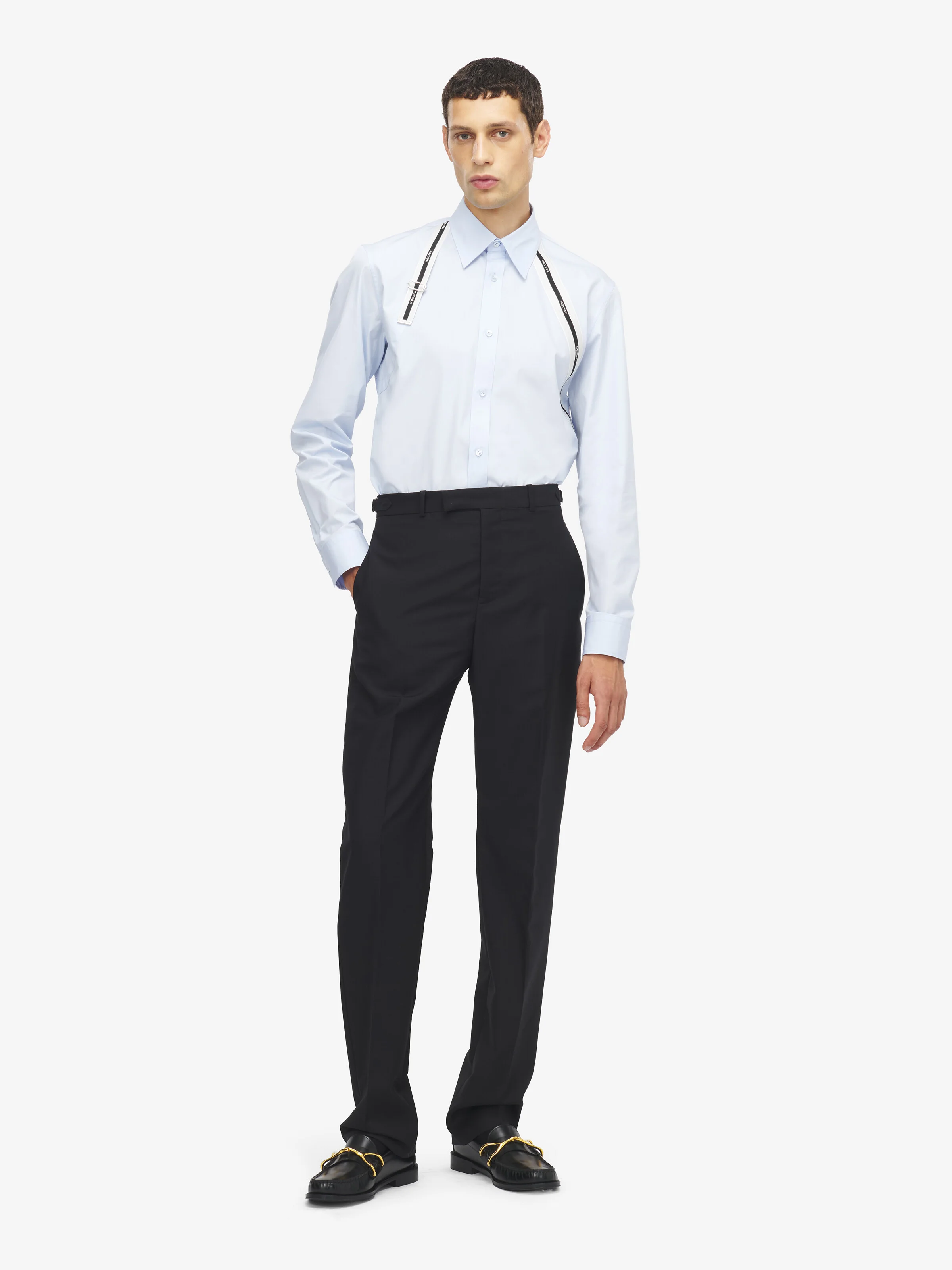 Men's McQueen Logo Harness Shirt in Light Blue - 1