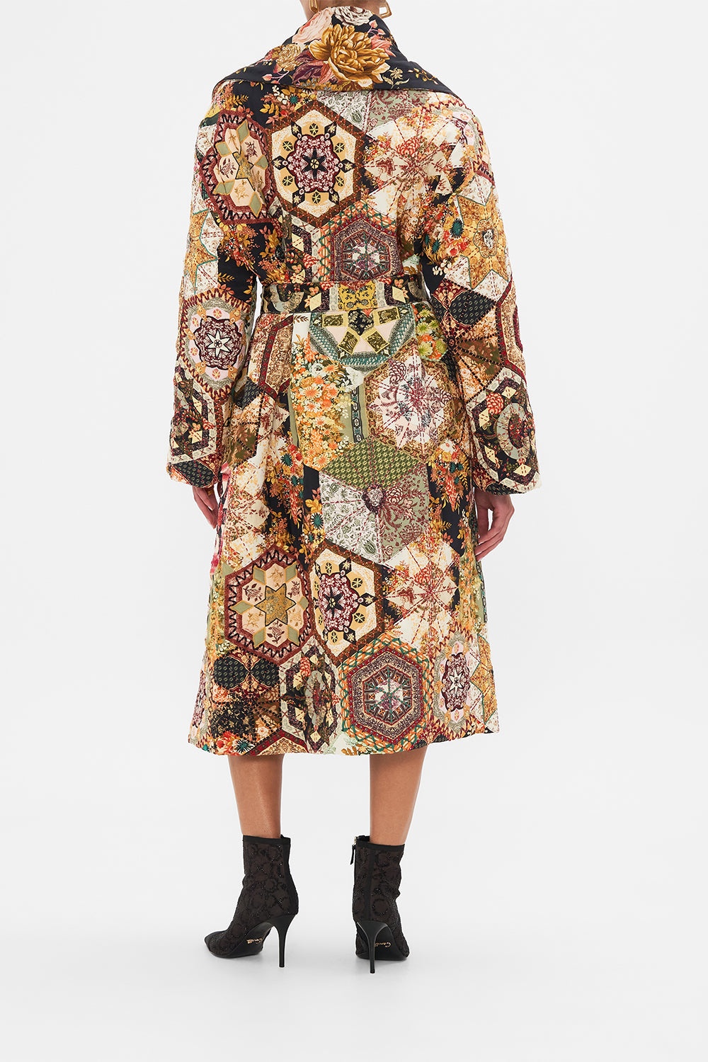 QUILTED LONG WRAP COAT - 3