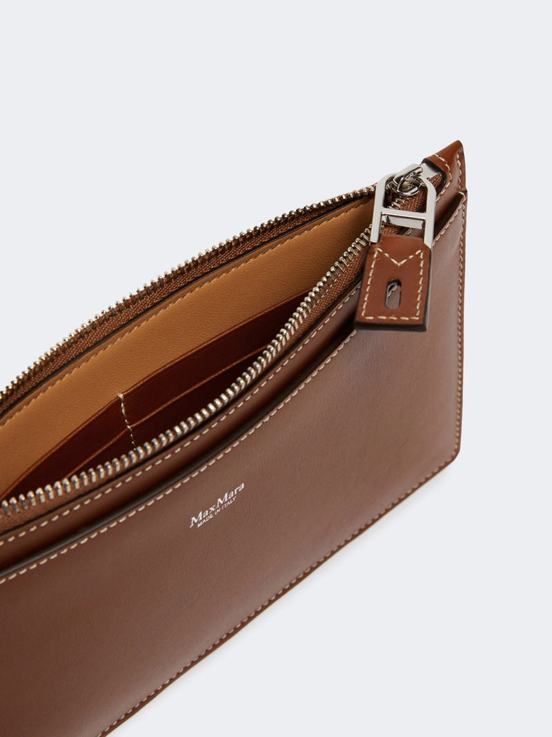Max Mara CLASSICPOUCH Wrist-strap leather pouch - AMBER BROWN outlook