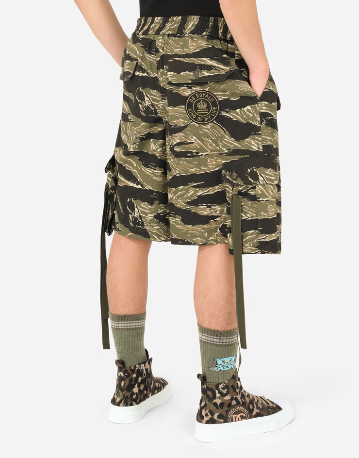 Cotton shorts with camouflage print - 5