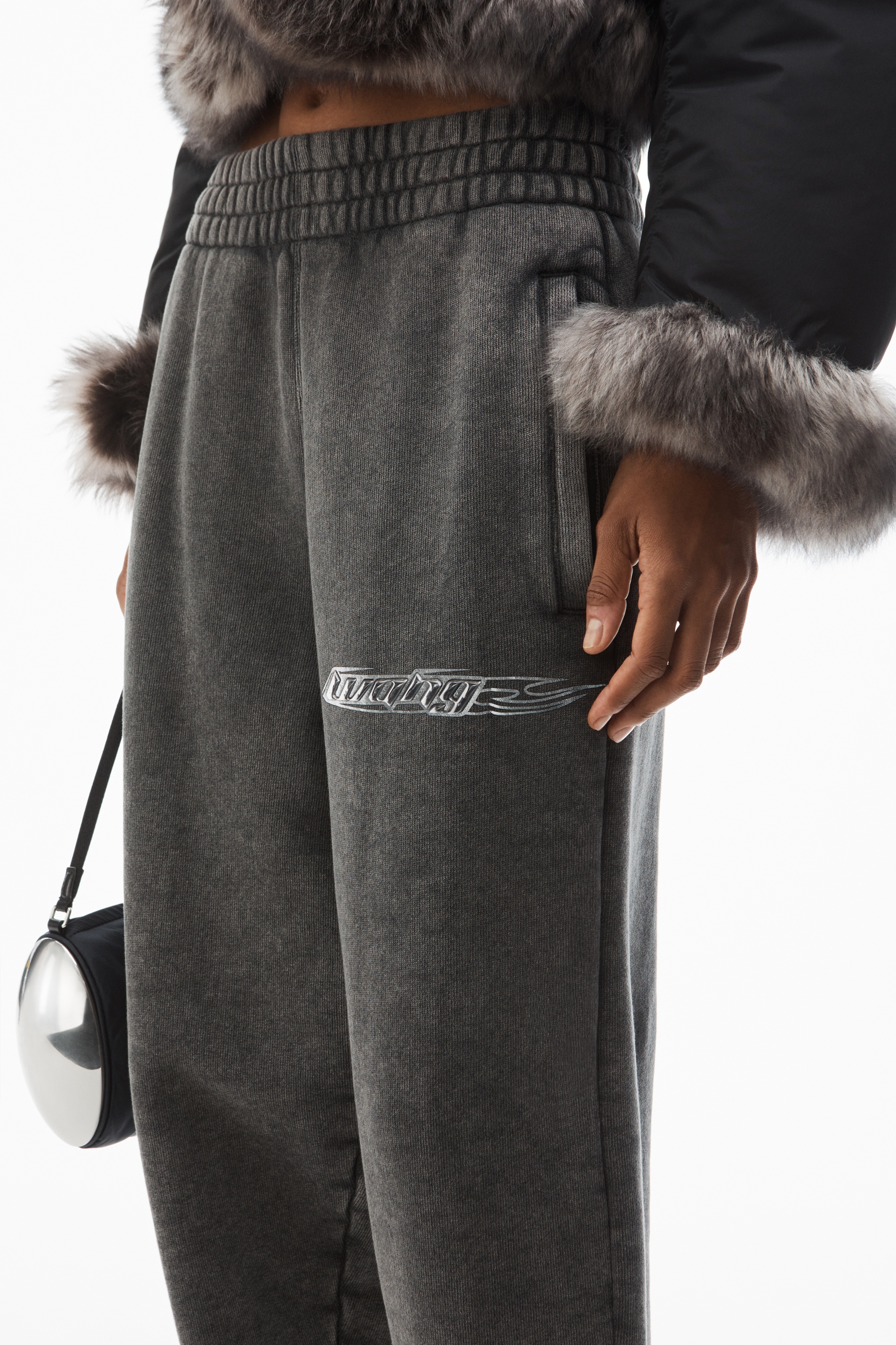 flame logo-embossed sweatpant in cotton terry - 3