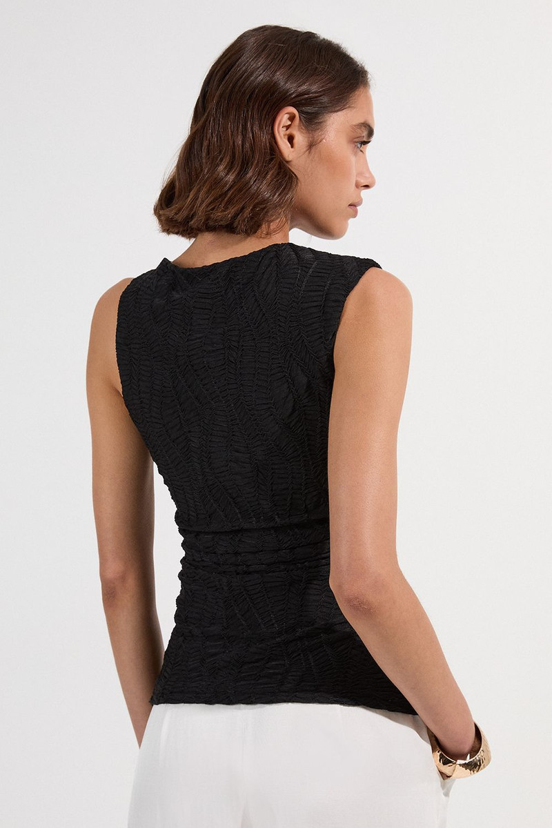 Textured Trim Detail Sleeveless Jersey Top 5