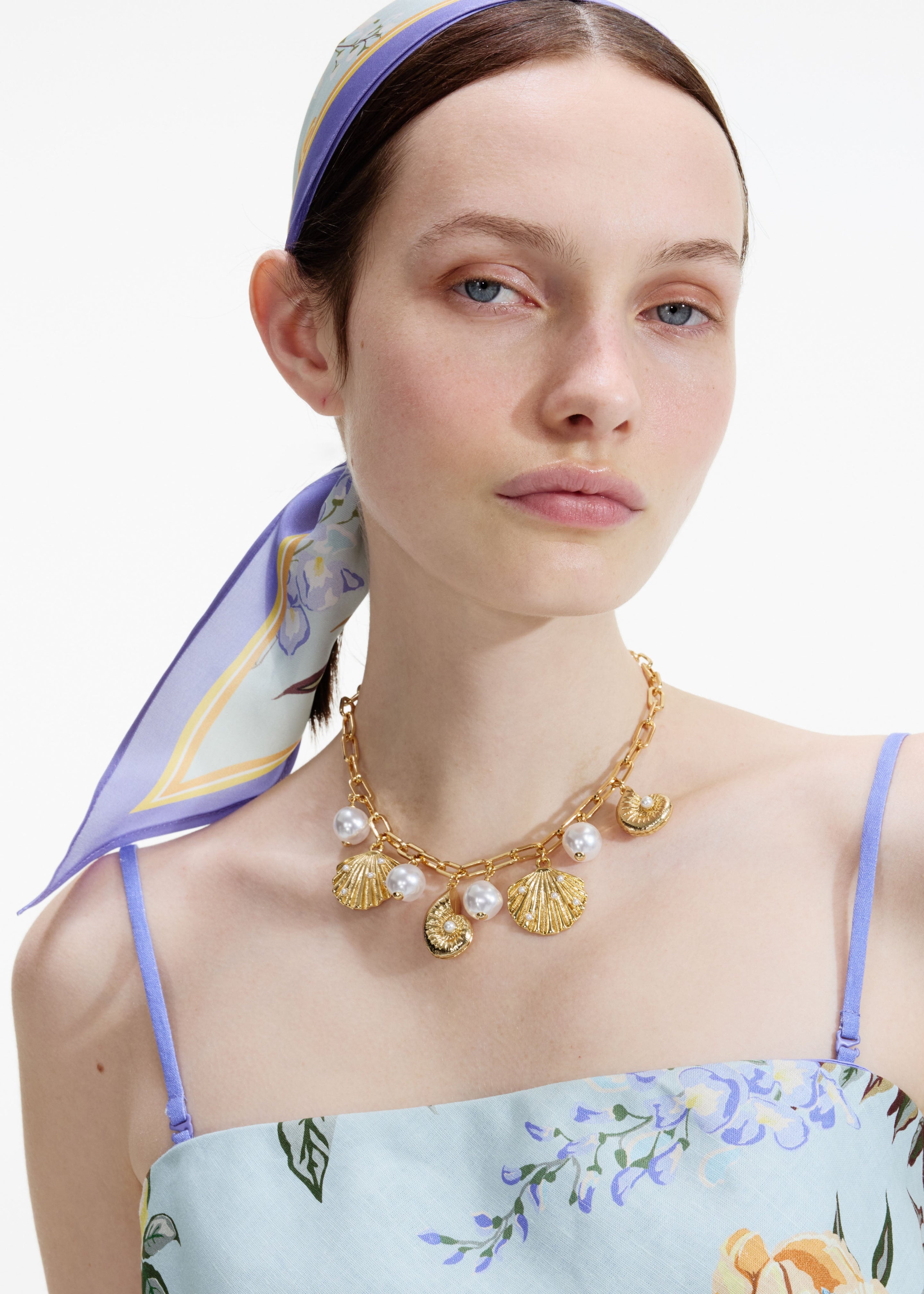 Gold Pearl Shell Charm Necklace - 3