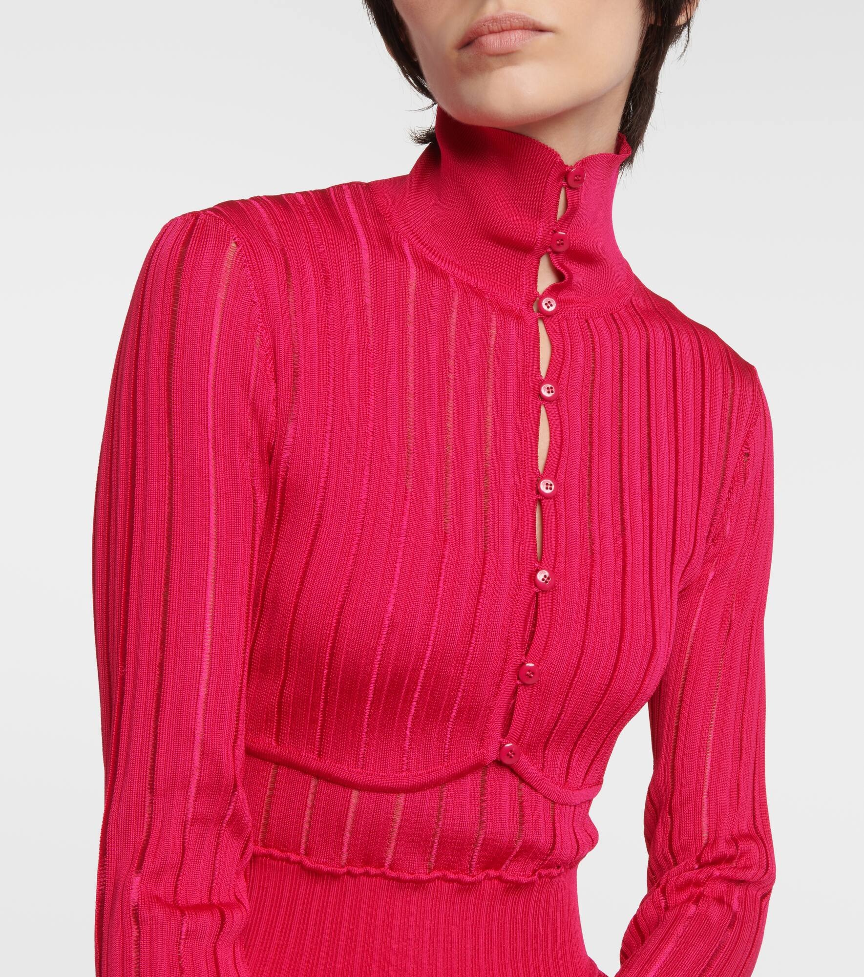 Crinoline cropped mockneck cardigan - 4