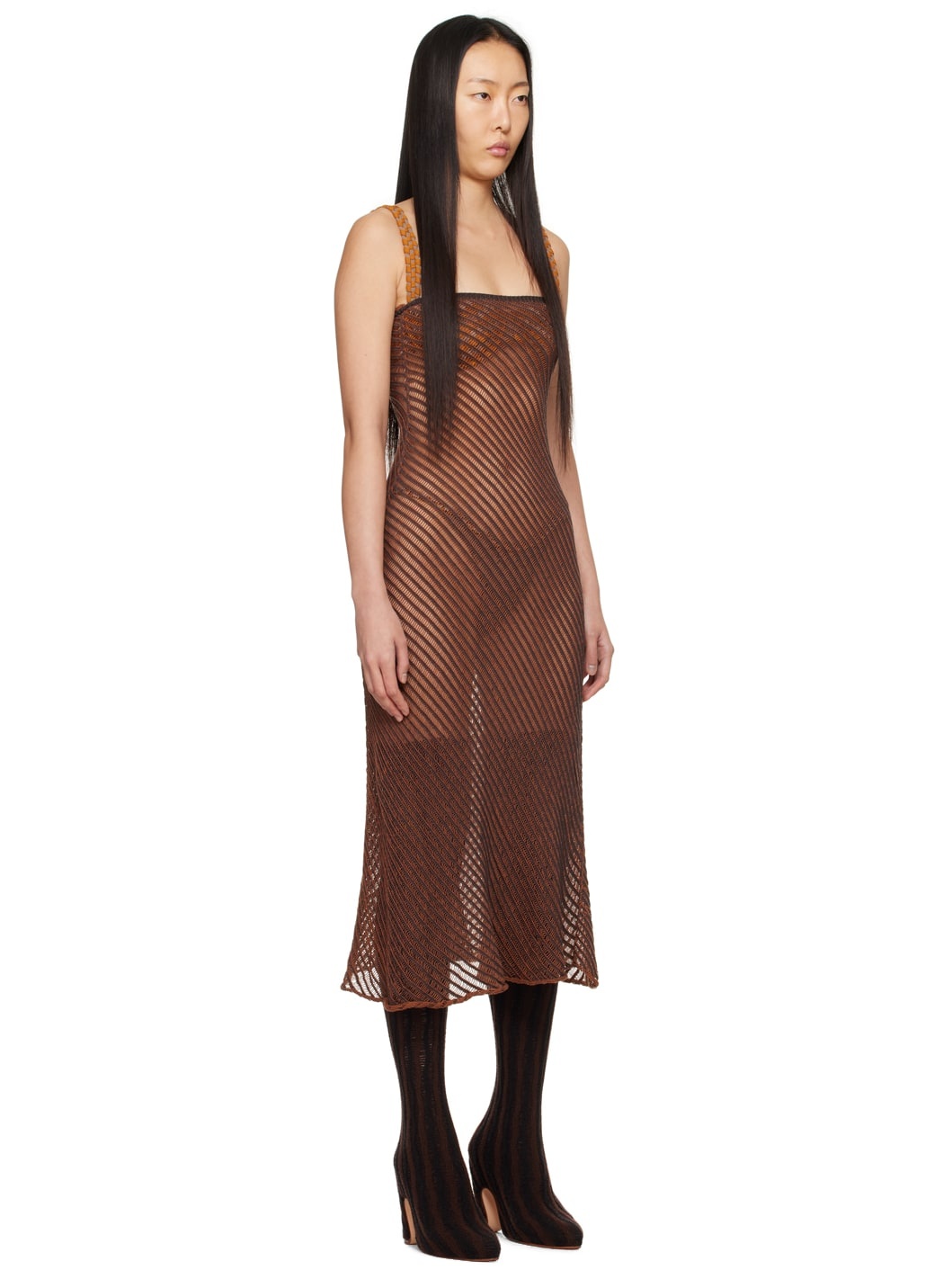 Brown Moire Maxi Dress - 2