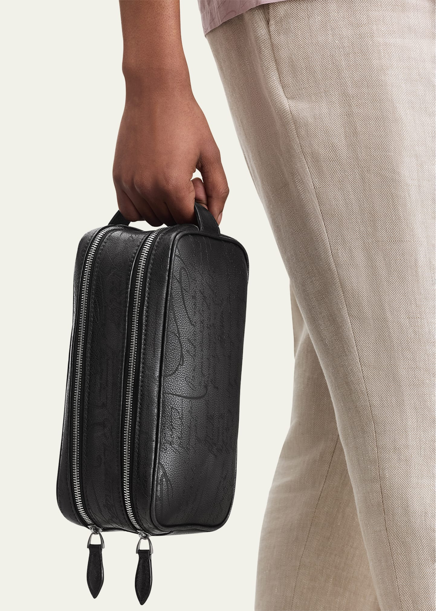 Men's Formula 1003 Scritto Leather Toiletry Pouch - 2