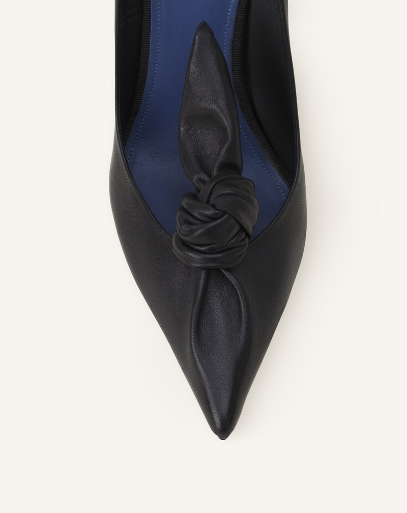 MIDNIGHT STEP LEATHER BOW PUMP 5