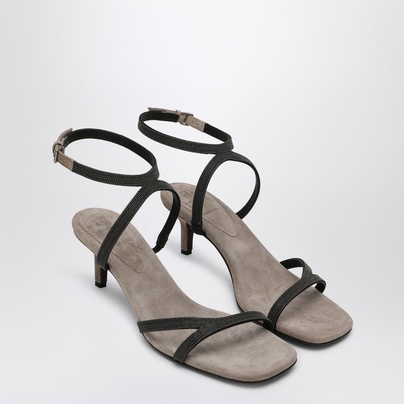 Brunello Cucinelli Sandal City Grey with Precious Straps - 1