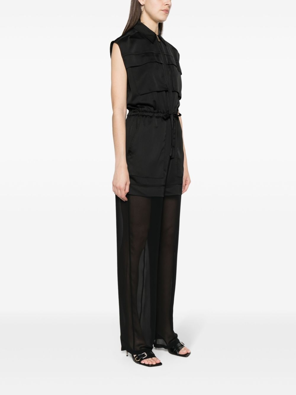 semi-sheer panelled sleeveless jumpsuit - 3