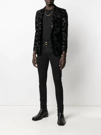 SAINT LAURENT patterned-jacquard single-breasted blazer outlook