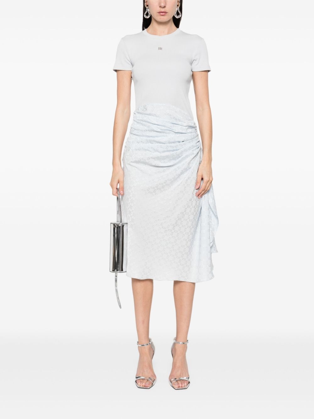 Bi-material draped midi dress - 2