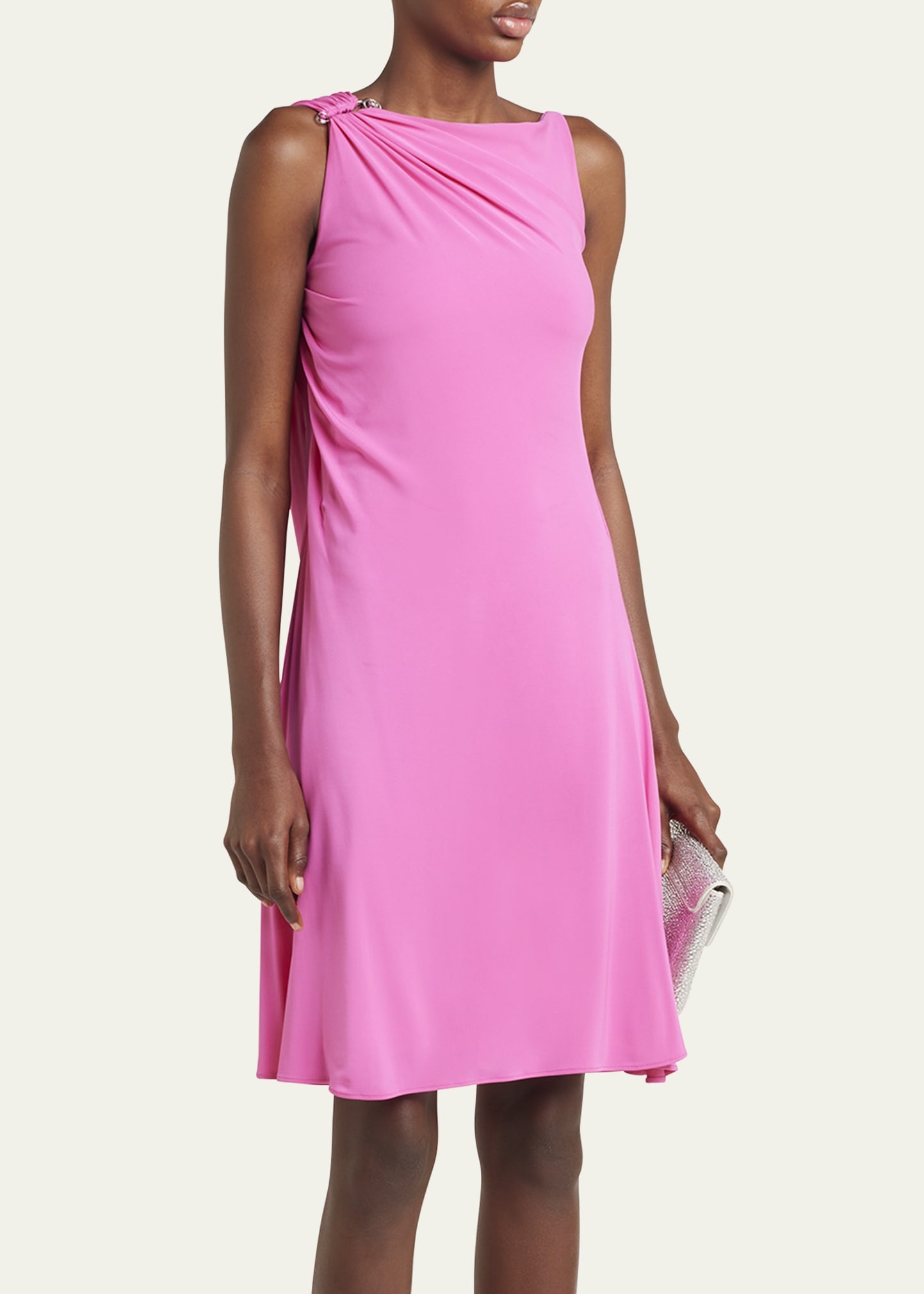 Sleeveless Draped Stretch Crepe Jersey Dress - 4