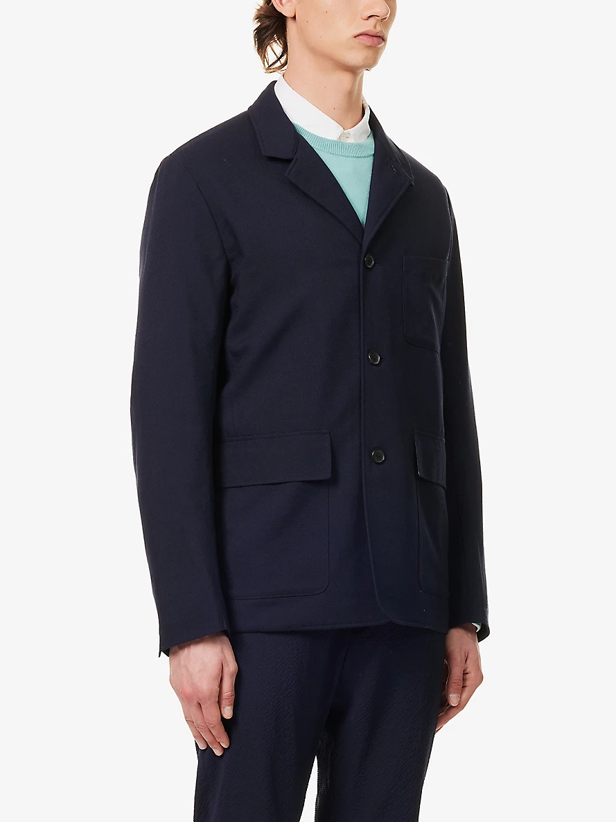 Funnel-neck patch-pocket wool jacket - 3