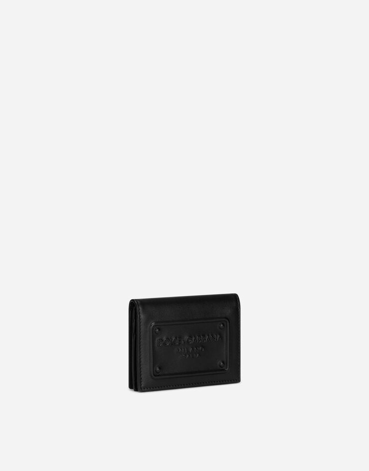 Calfskin card holder with raised logo - 2