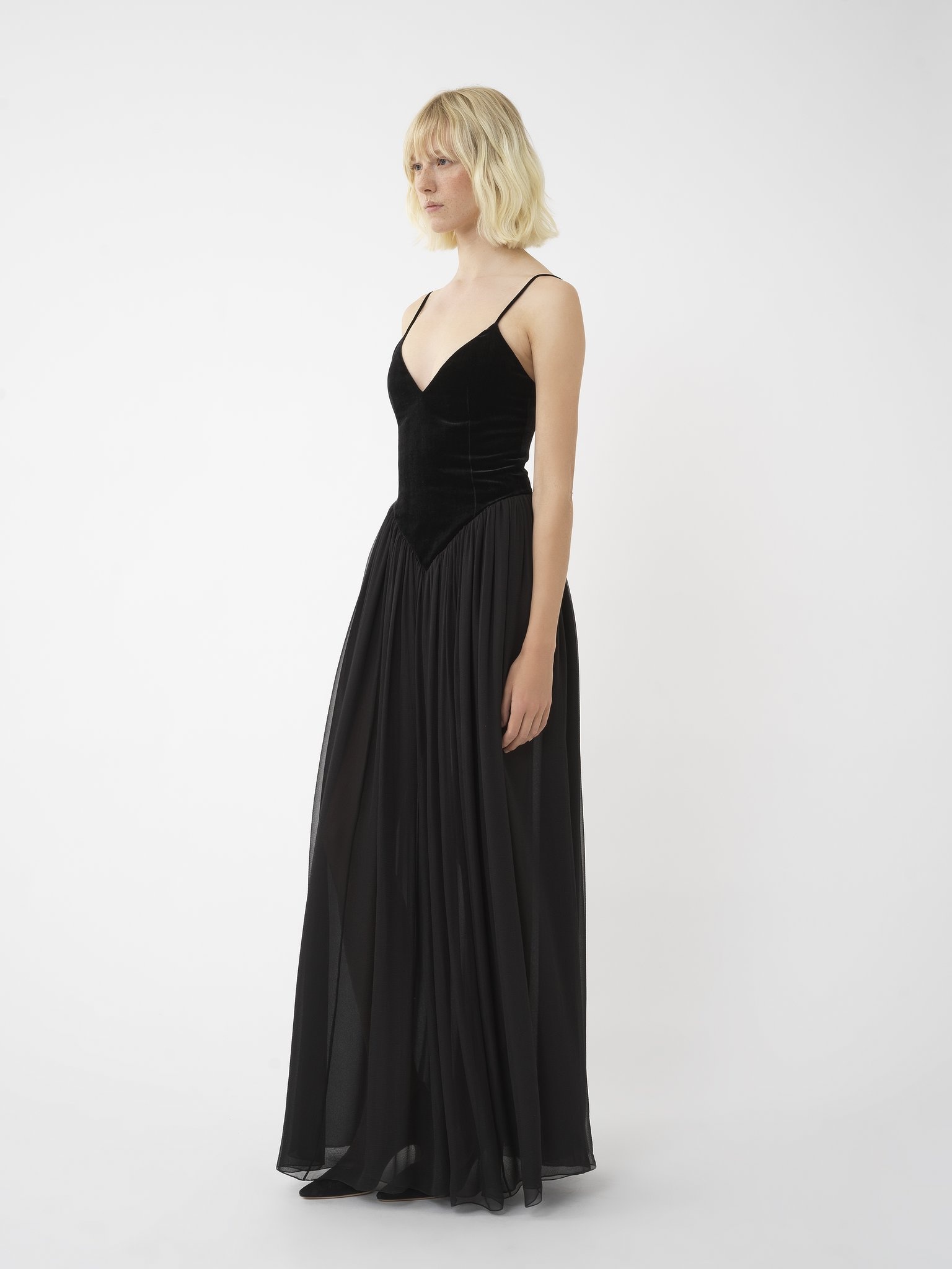 BI-MATERIAL EVENING DRESS - 4