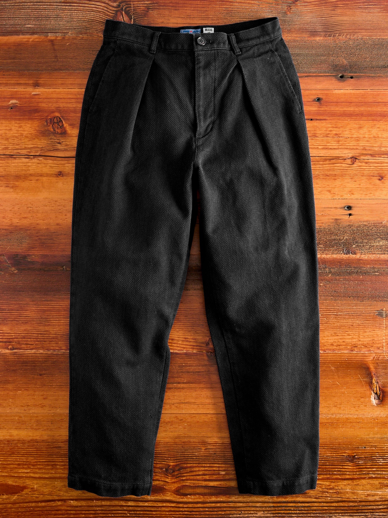 Double Cloth Sashiko Trousers in Black - 1