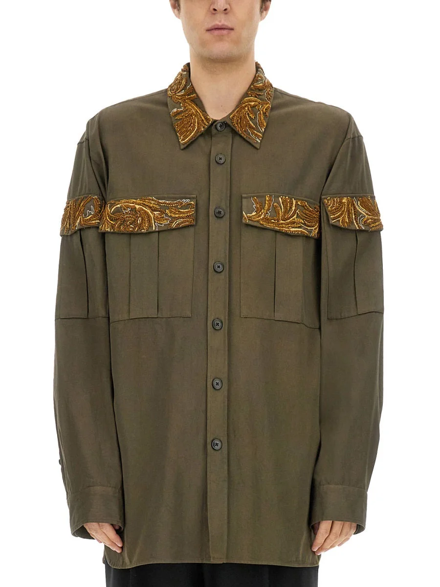 Dries Van Noten Men Shirt With Embroidery - 1