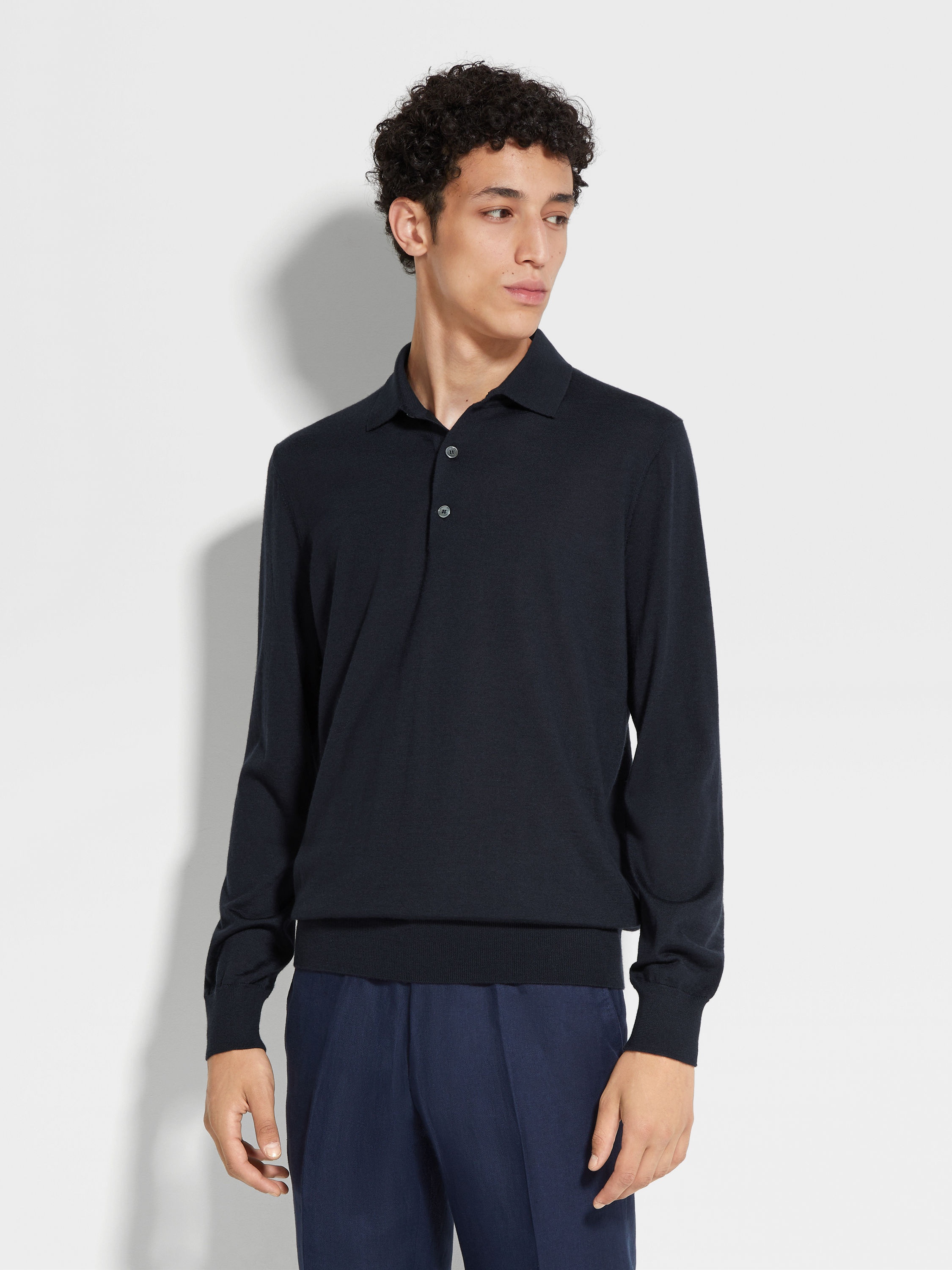 NAVY BLUE CASHSETA POLO SHIRT - 4