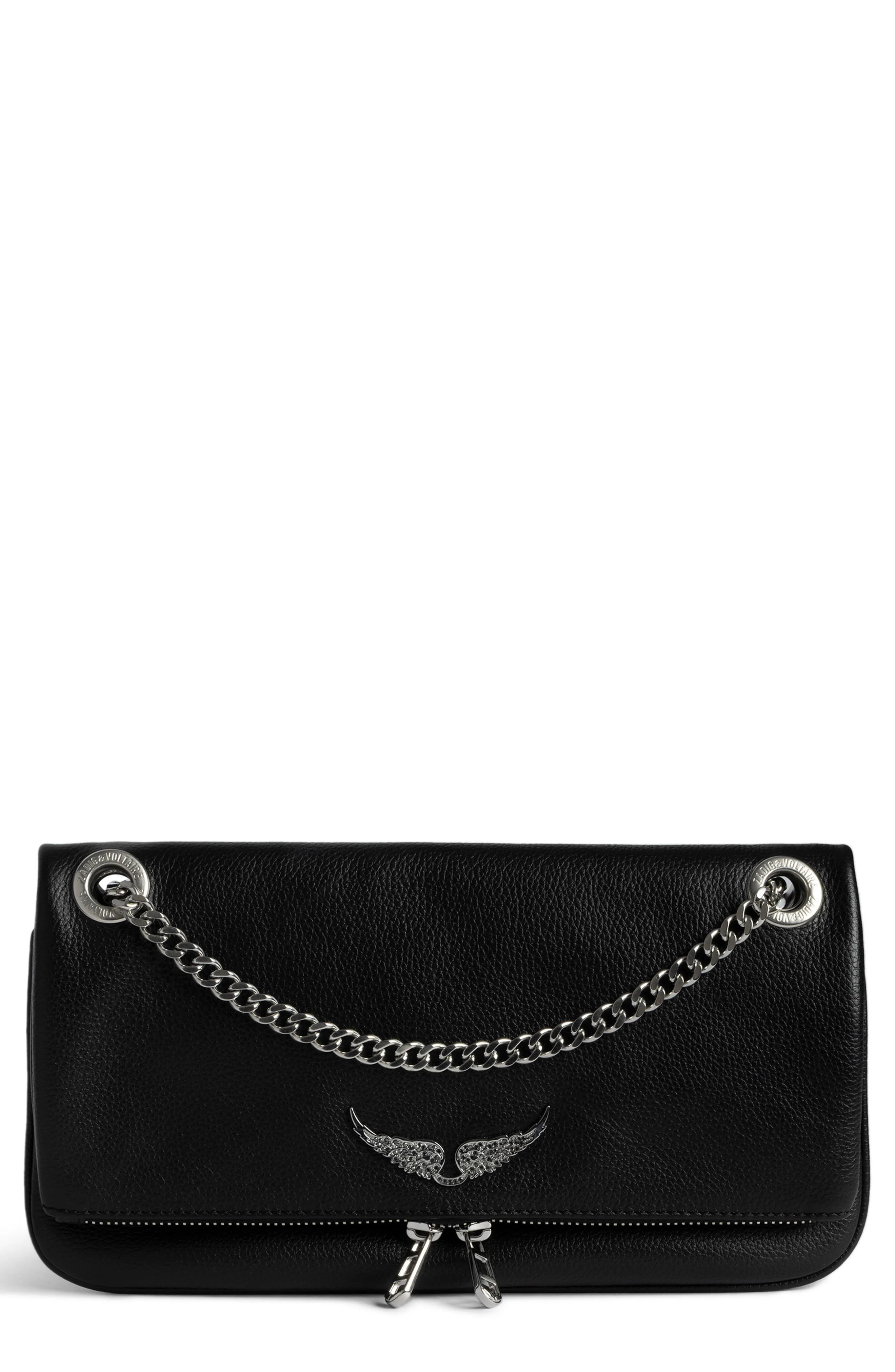 Zadig & Voltaire Rock II Grained Leather Crossbody Bag in Black at Nordstrom - 1