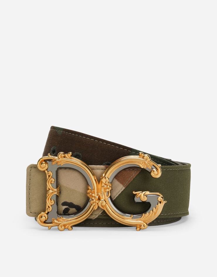 Camouflage patchwork belt with baroque DG logo - 1