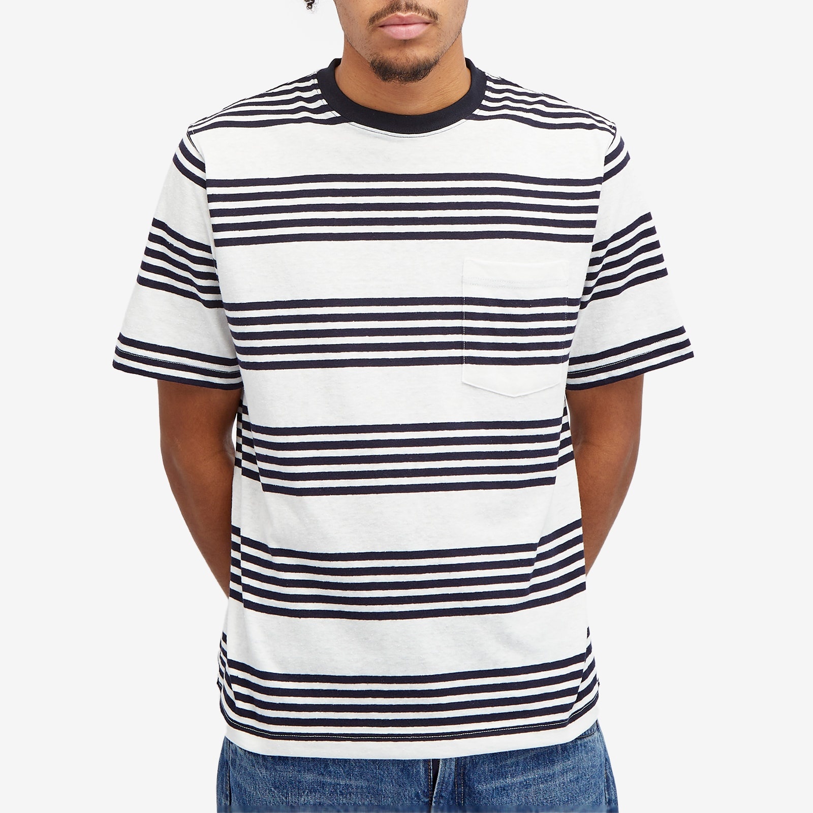 Beams Plus Nep Stripe Pocket T-Shirt - 2