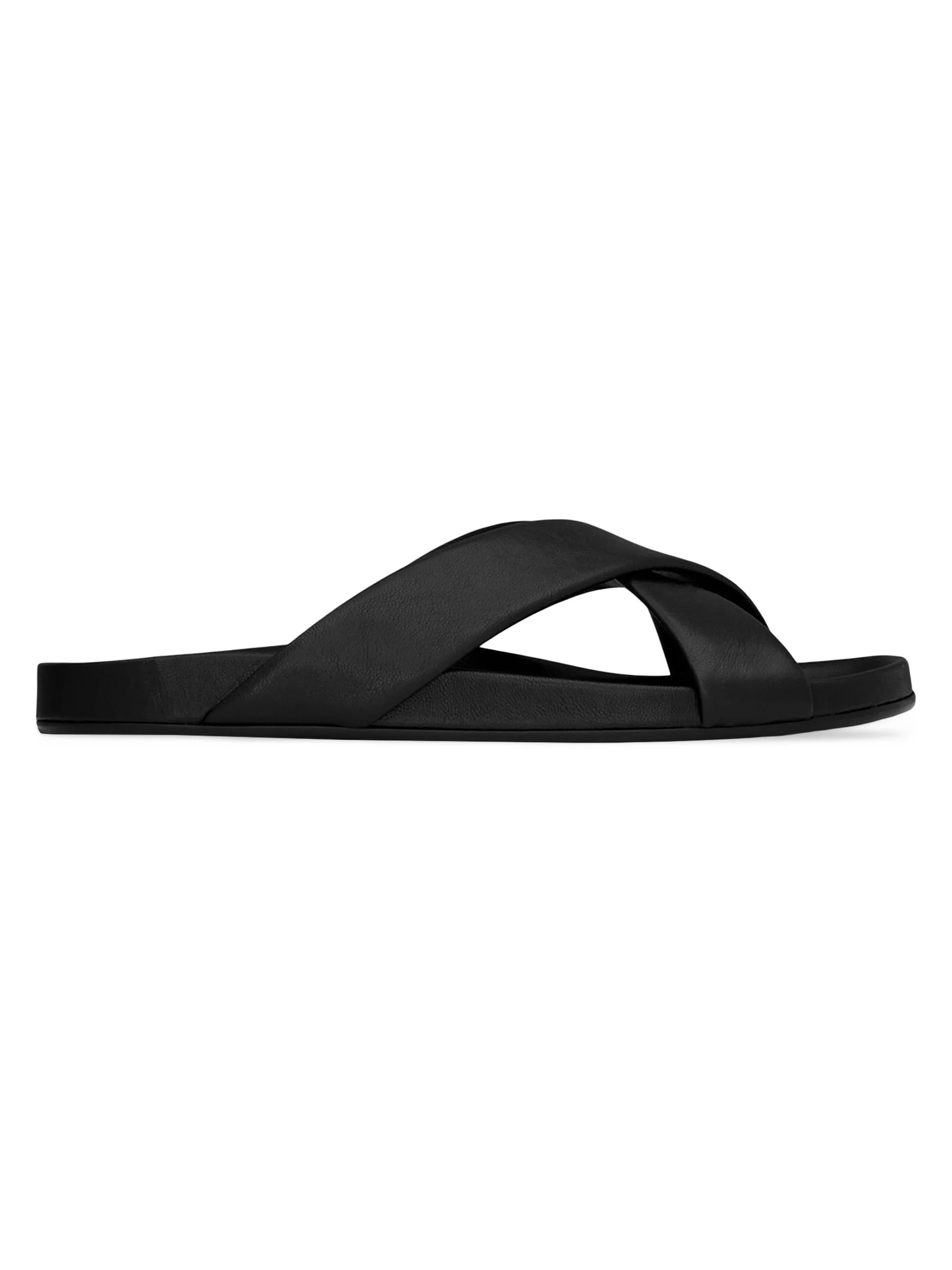 Men's Nichols Slides in Smooth Leather - Black - 1
