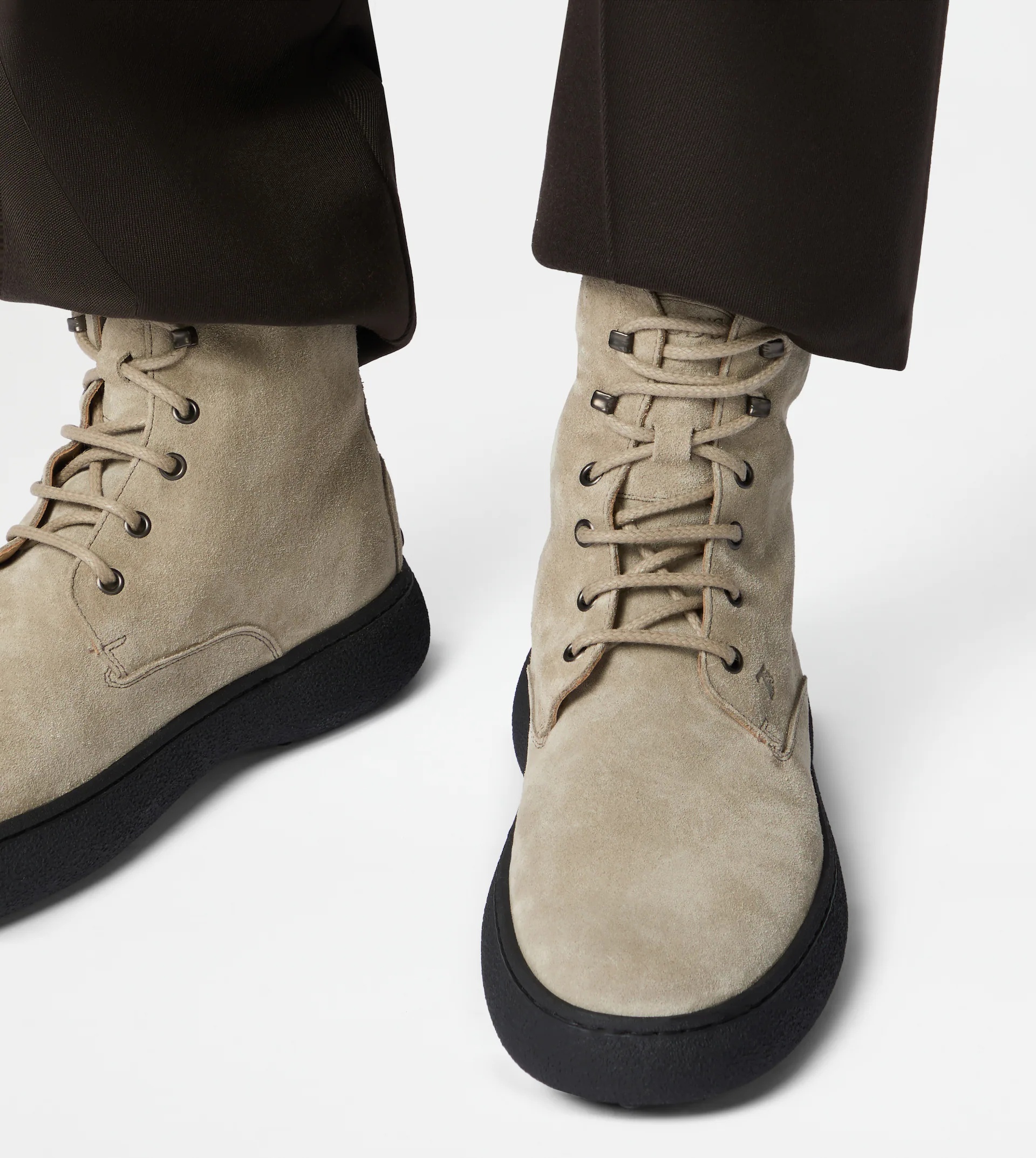 TOD'S W. G. LACE-UP ANKLE BOOTS IN SUEDE - BEIGE - 2