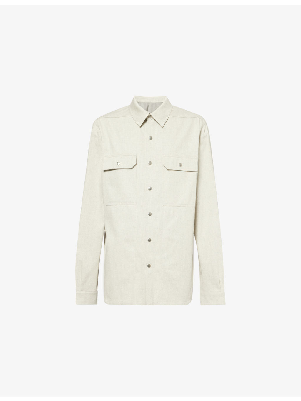 Spread-Collar Buttoned-Pockets Relaxed-Fit Denim Shirt - 1