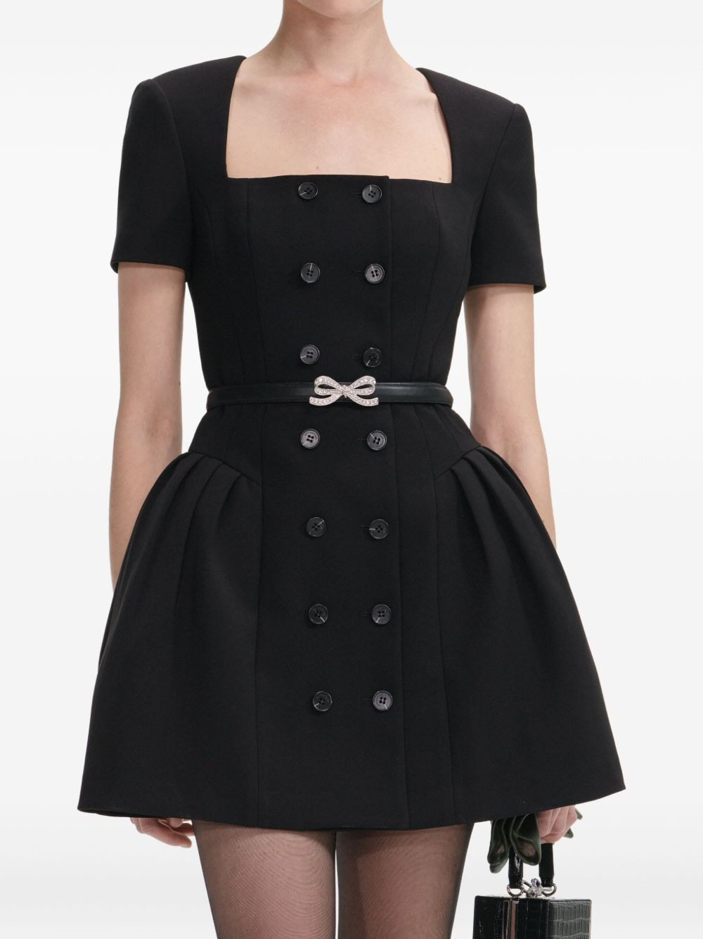 double-breasted short-sleeves mini dress - 2
