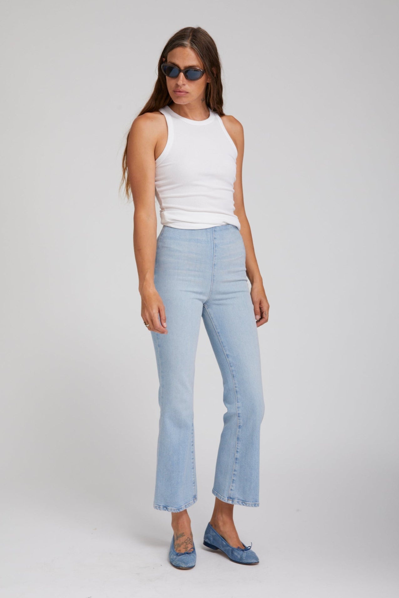 FRANCOISE CROP FLARE DENIM LEGGINGS - 3