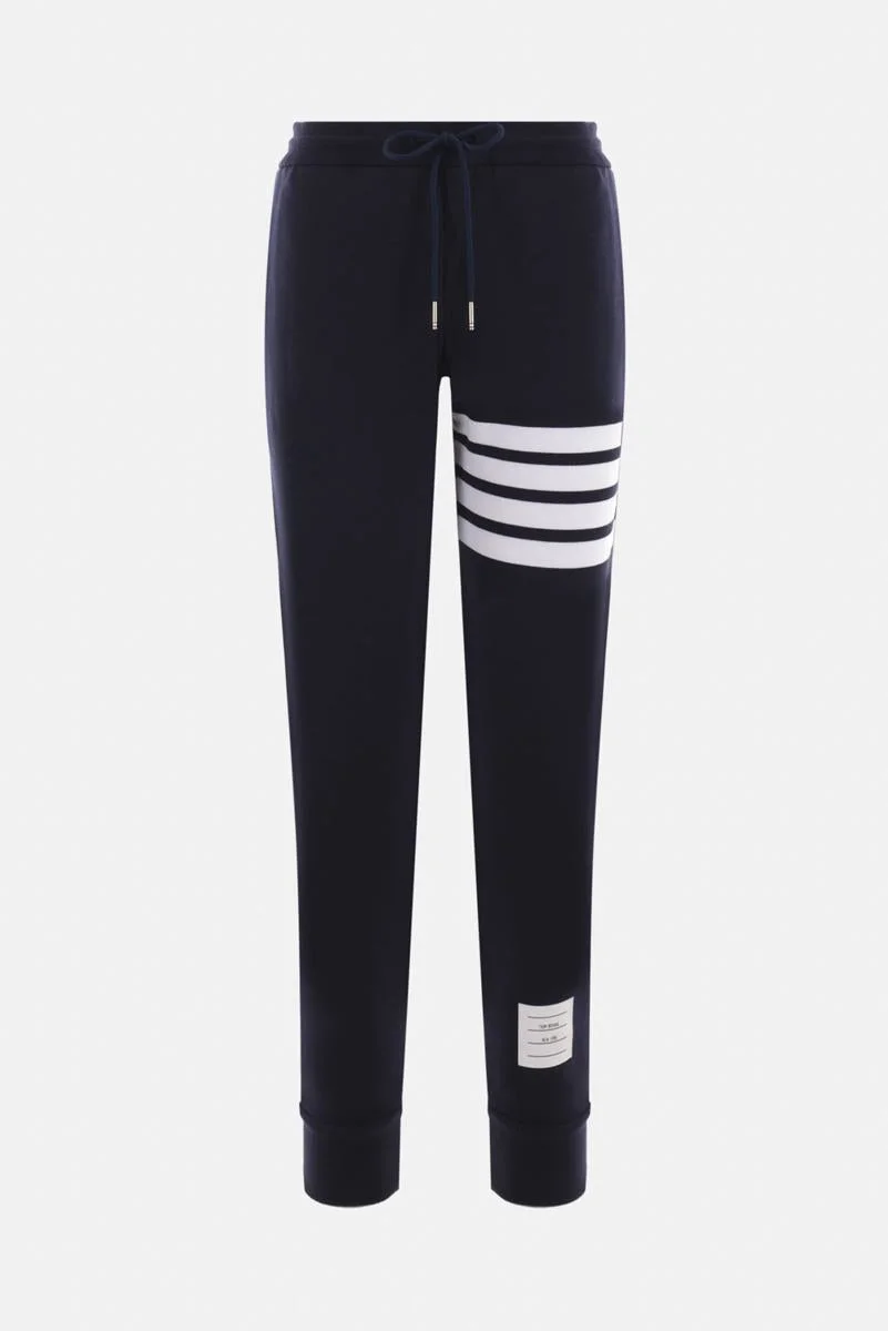 THOM BROWNE NAVY BLUE COTTON PANTS - 1