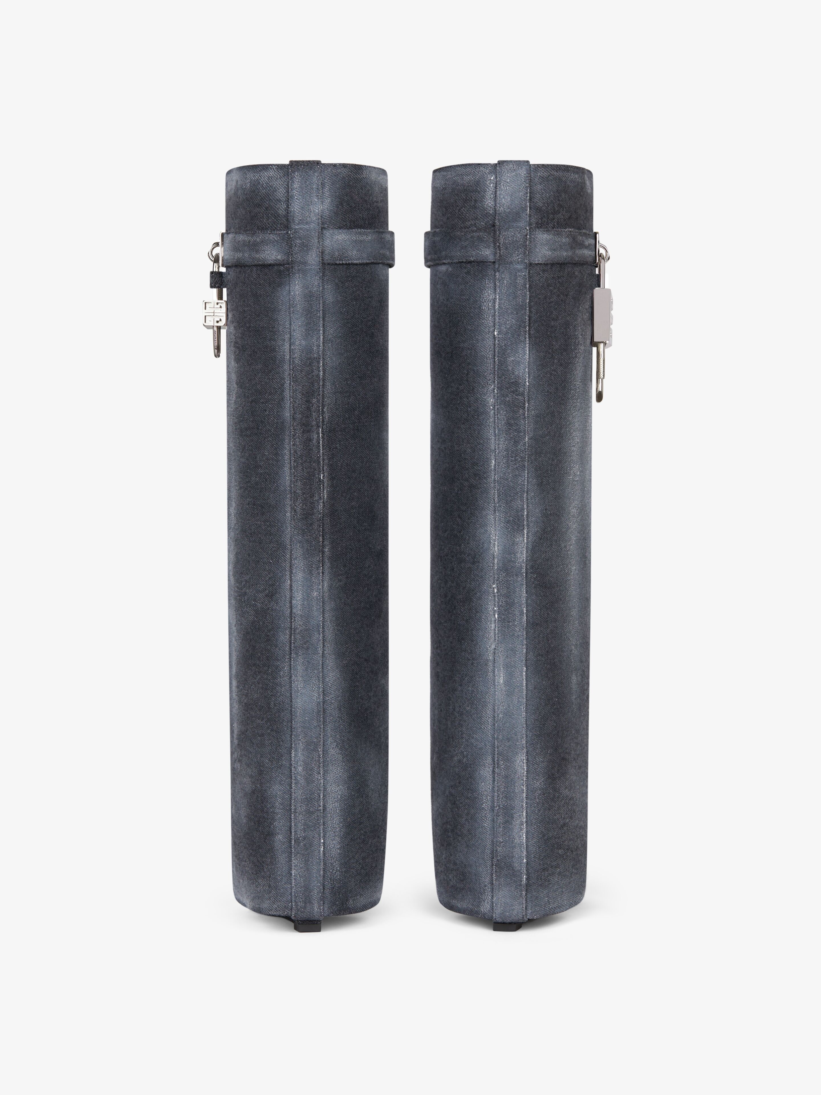 SHARK LOCK BOOTS IN WASHED DENIM - 7