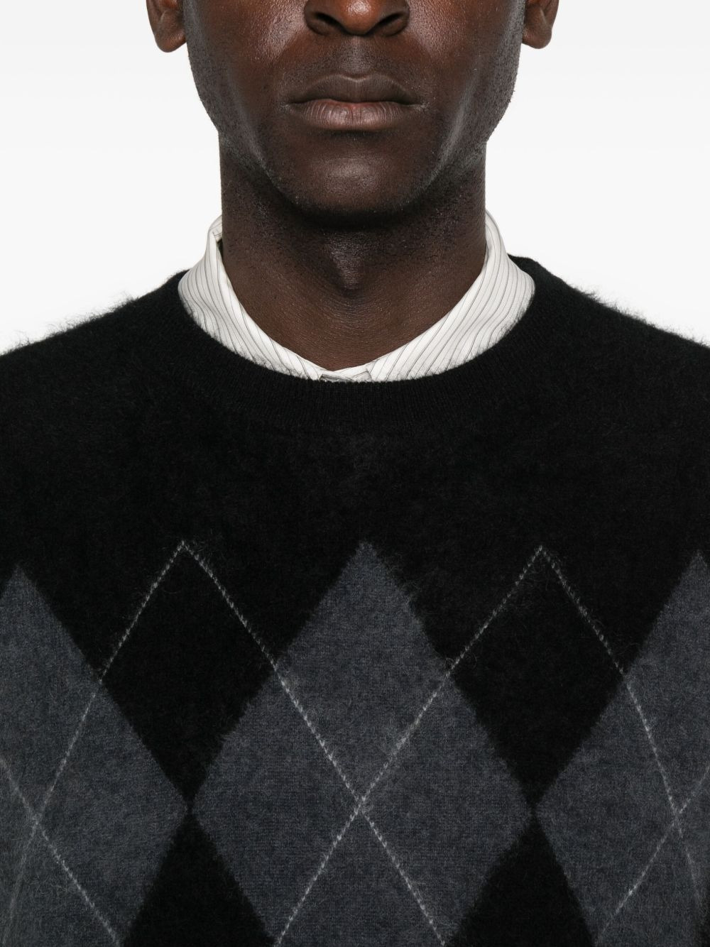 argyle brushed cashmere sweater - 4