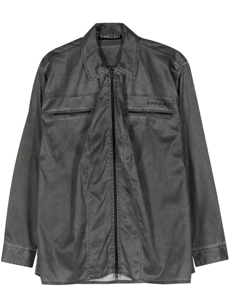logo-print zip-up overshirt 1