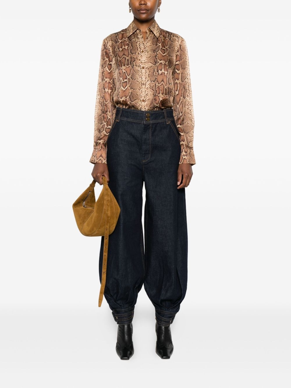 snakeskin-print long-sleeve shirt - 2