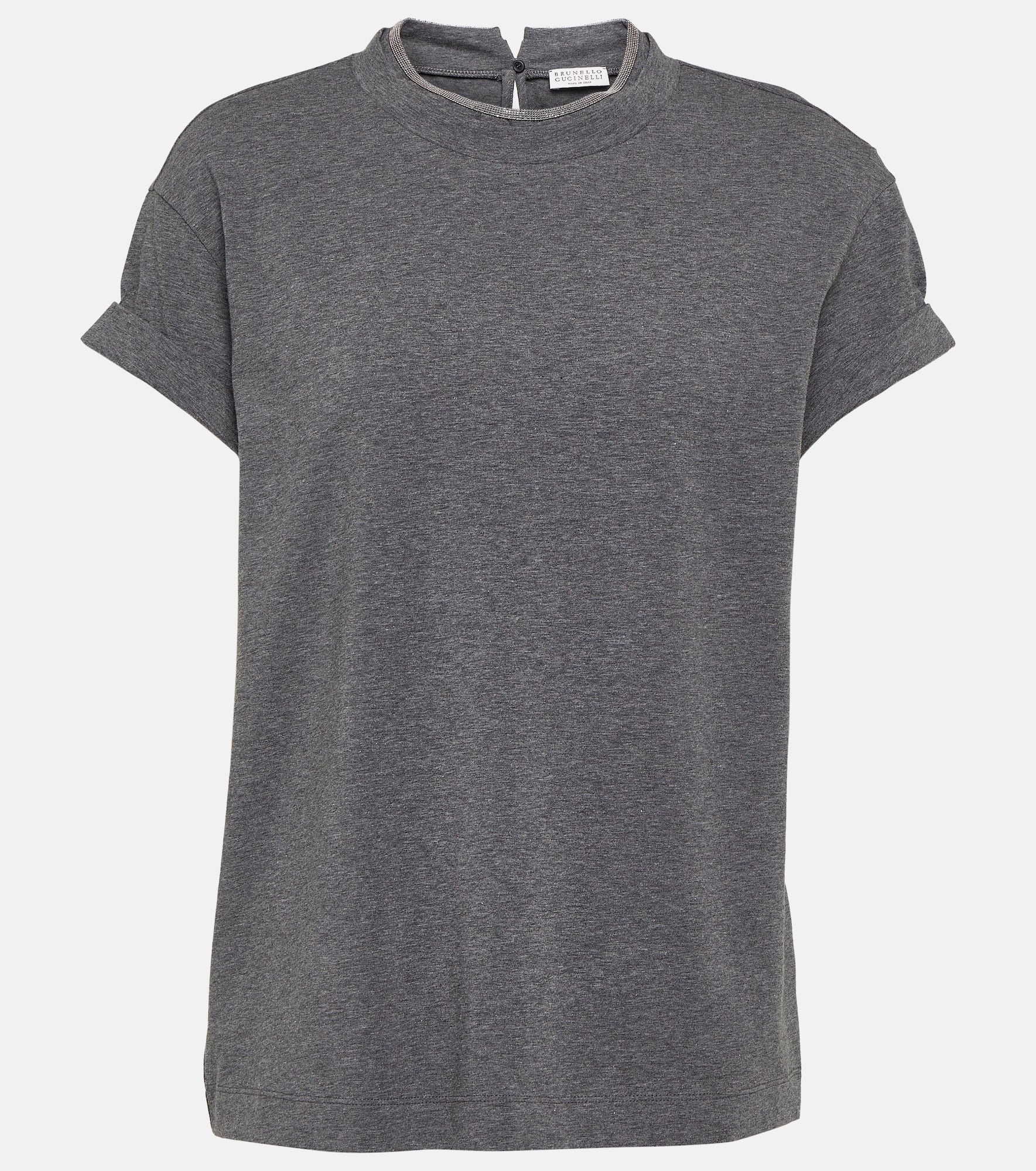 Brunello Cucinelli Embellished cotton-blend T-shirt