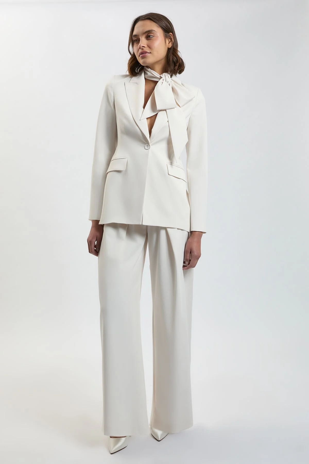 Compact Viscose Wide Leg Tailored Trouser - 1