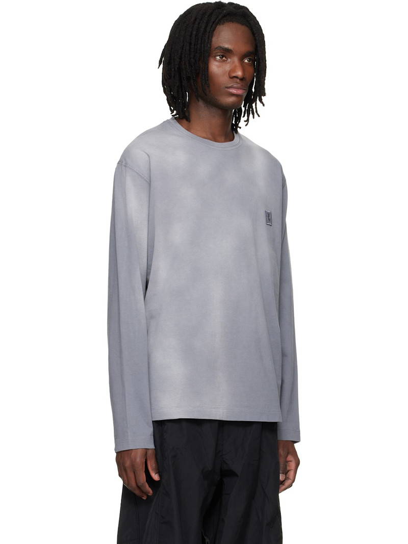Gray Long-Sleeve Dyed Back Logo T-shirt 2