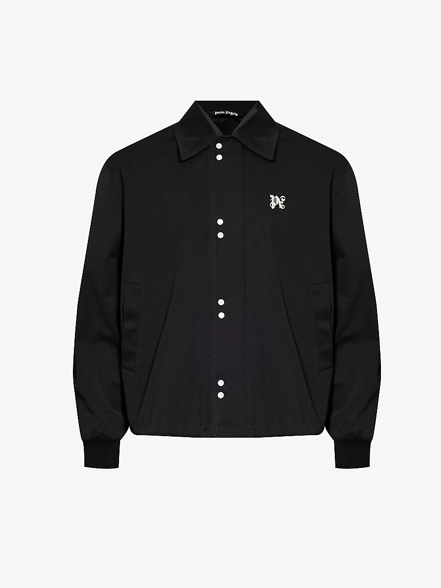 Monogram-embroidered toggle-hem boxy-fit cotton-twill coach jacket - 1