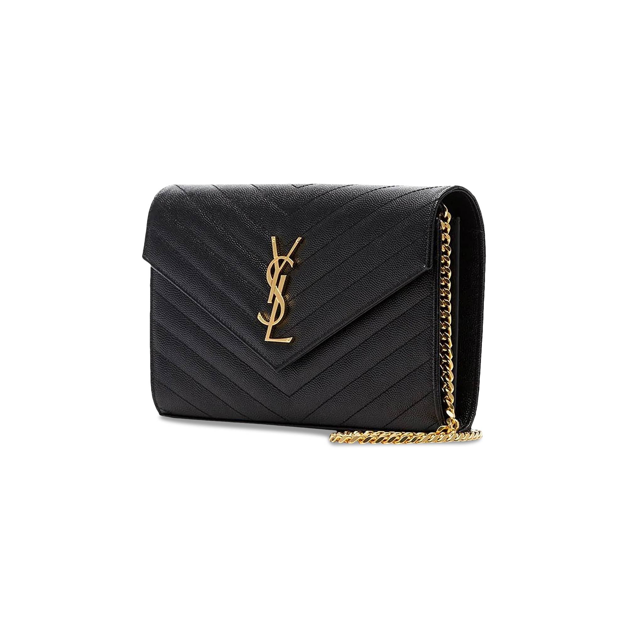 Saint Laurent Medium Matelassé Leather Wallet On Chain 'Nero' - 2