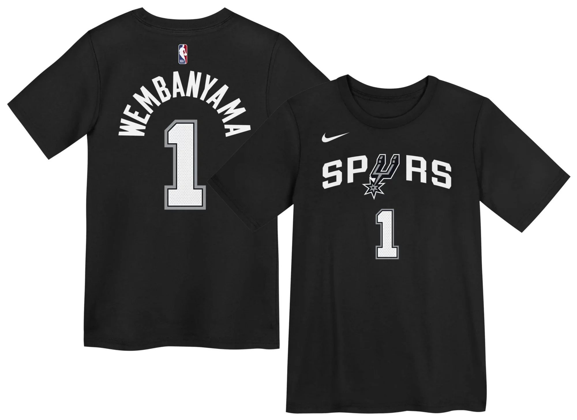 Nike Youth San Antonio Spurs Black Victor Wembanyama #1 Icon T-Shirt - 1